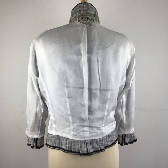 CARLISLE Black & White Fitted Jacket Whip stitched / Bottom Ruffle S 14 - Picture 6 of 11